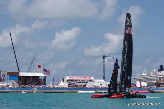 Day 2 – Race 2 – Oracle Team USA after crossing the finish line - Louis Vuitton America's Cup ©  Jude Robertson http://juderobertsonphoto.wix.com/pix